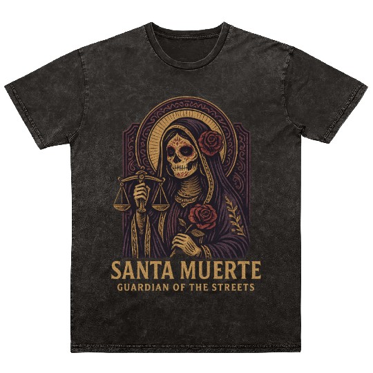 Santa Muerte – Mexican Folk Art Streetwear Mineral Wash T Shirts