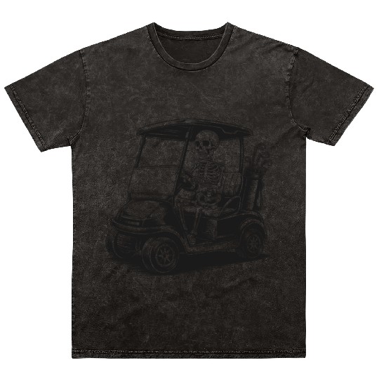 Skeleton Golfer Driving Golf Cart – Funny Golf T-S Mineral Wash T Shirts