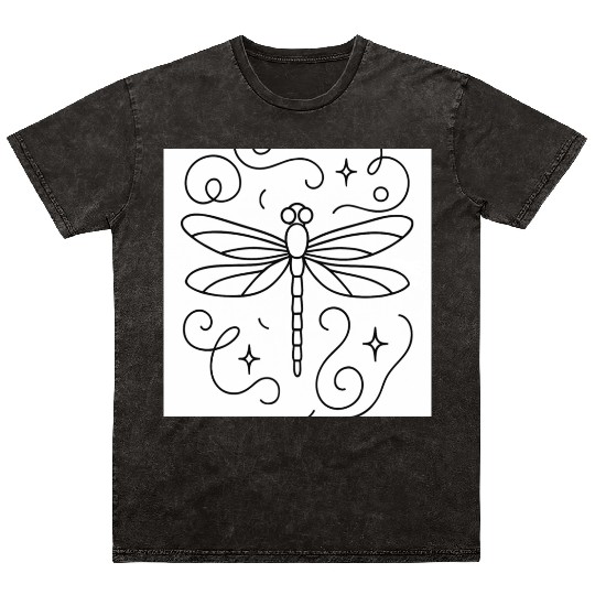 “Minimal line art dragonfly, soft curves, modern  Mineral Wash T Shirts