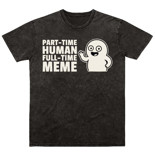 Meme Graphic with Cartoon Character Mineral Wash T Shirts