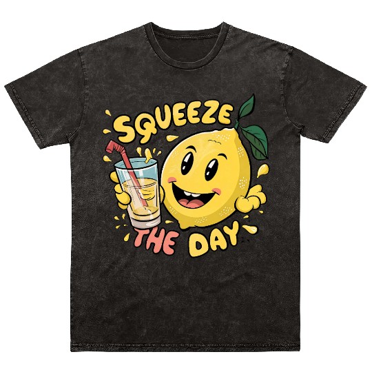 Squeeze The Day Lemon Cartoon Mineral Wash T Shirts