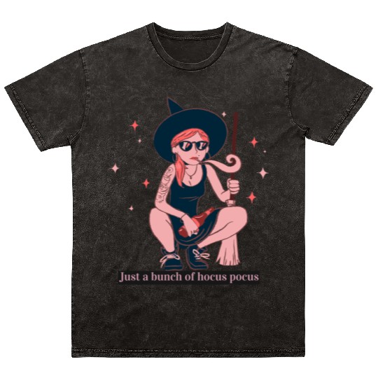 Witch Girl Hocus Pocus Illustration Mineral Wash T Shirts