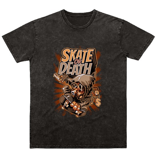 Skate or Death Urban Streetwear Design Mineral Wash T Shirts