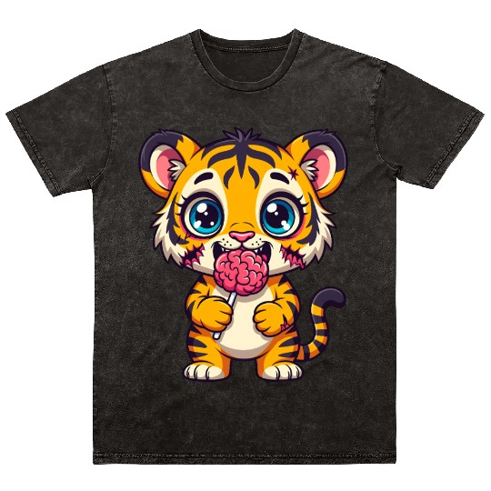 Cute Zombie Tiger Cub Mineral Wash T Shirts