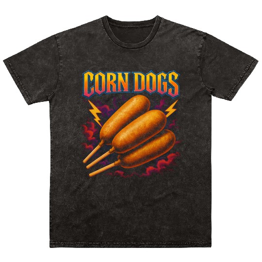 Corn Dogs Favorite Food Funny Weird 90s Corn Dogs Mineral Wash T Shirts