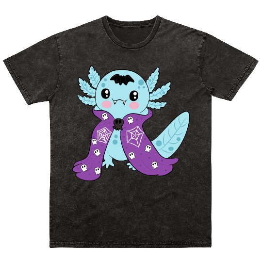 Cute Blue Vampire Axolotl Mineral Wash T Shirts