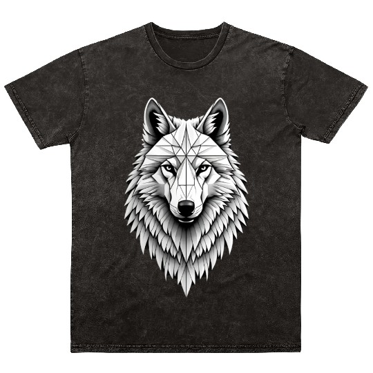Wolf Illustration Mineral Wash T Shirts
