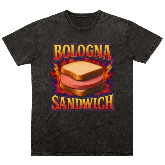 Bologna Sandwich Favorite Food Weird 90s Bologna Mineral Wash T Shirts