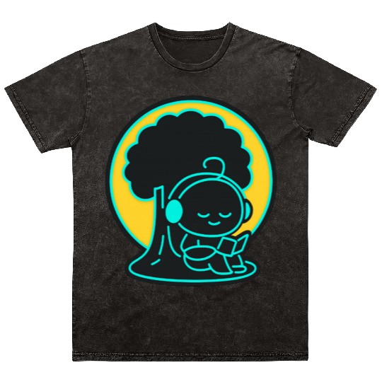 Peaceful Tech Reading Under Tree Mineral Wash T Shirts