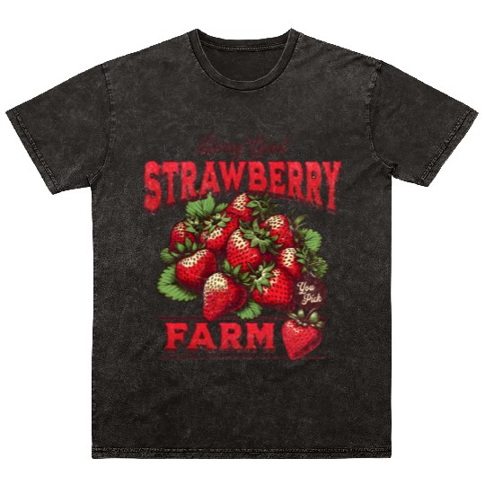 Strawberry Farm Vintage Illustration Mineral Wash T Shirts
