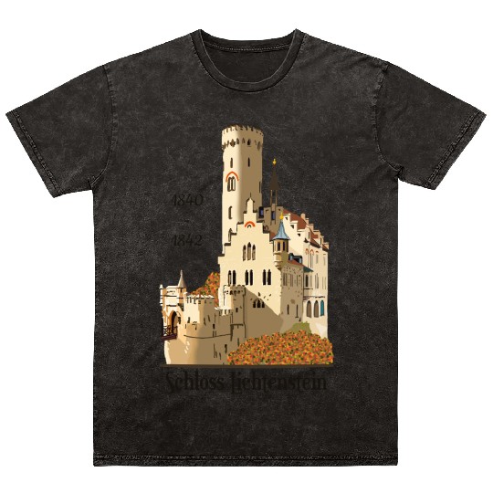 Lichtenstein Castle, hand-drawn. Germany Mineral Wash T Shirts