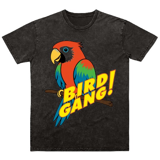 Bird Gang Parrot Cartoon Sticker | Tropical Funny  Mineral Wash T Shirts