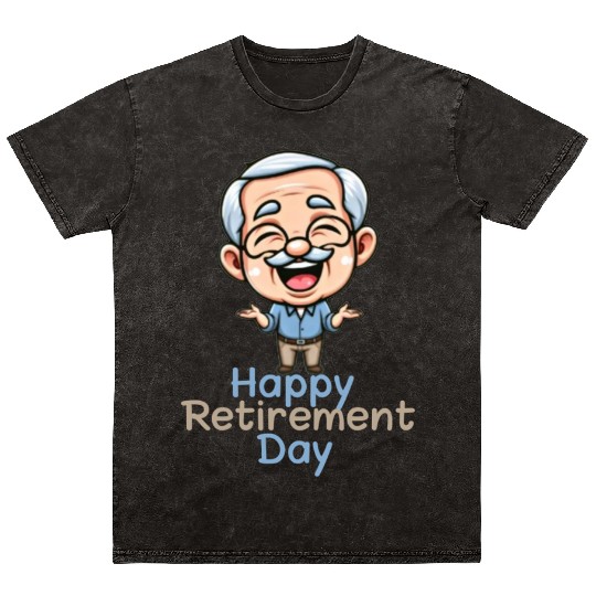 Joyful Retirement Celebration Illustration Mineral Wash T Shirts