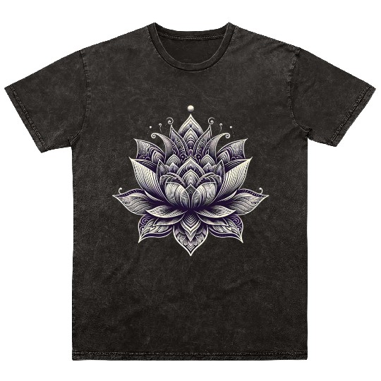 Intricate Lotus Mandala Design Mineral Wash T Shirts
