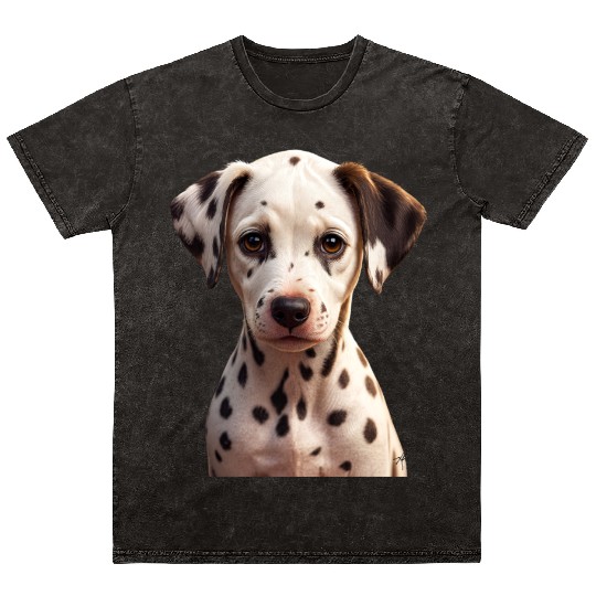 Dalmatian Puppy Portrait on Mineral Wash T Shirts