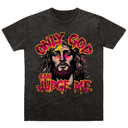 Religious Jesus Graffiti Style Design Mineral Wash T Shirts