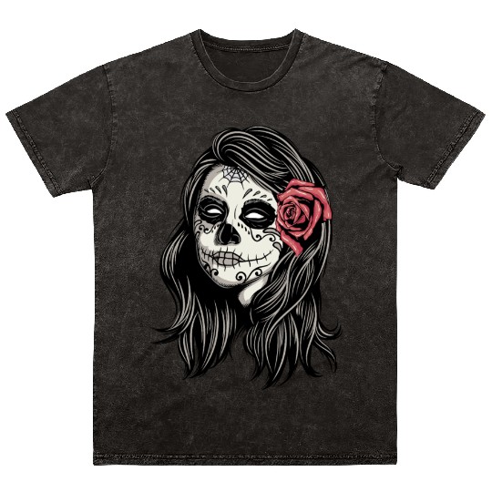 Santa Muerte Holy Woman Mineral Wash T Shirts