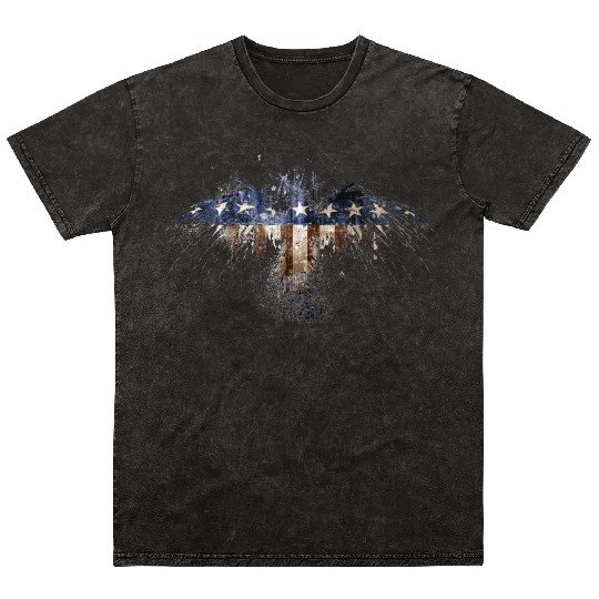 Bald Eagle US Flag Mineral Wash T Shirts