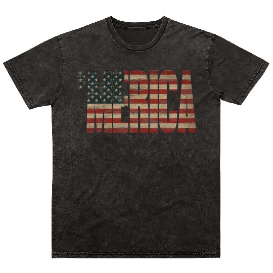 Vintage Distressed US Flag 'MERICA Mineral Wash T Shirts
