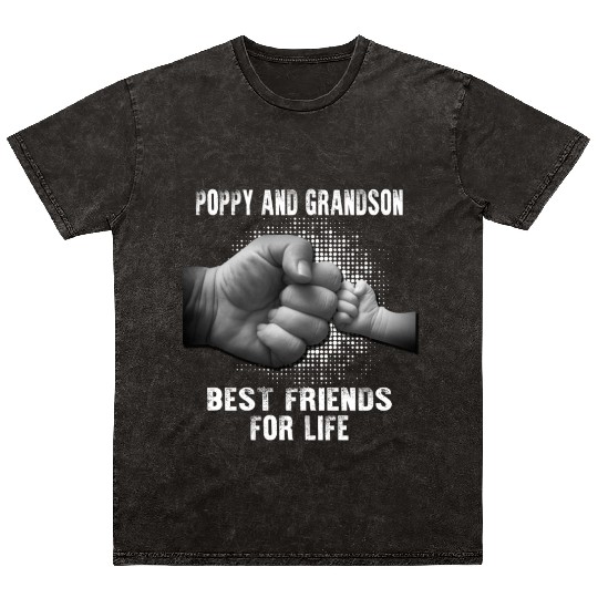 Poppy And Grandson Best Friends For Life Mineral Wash T Shirts