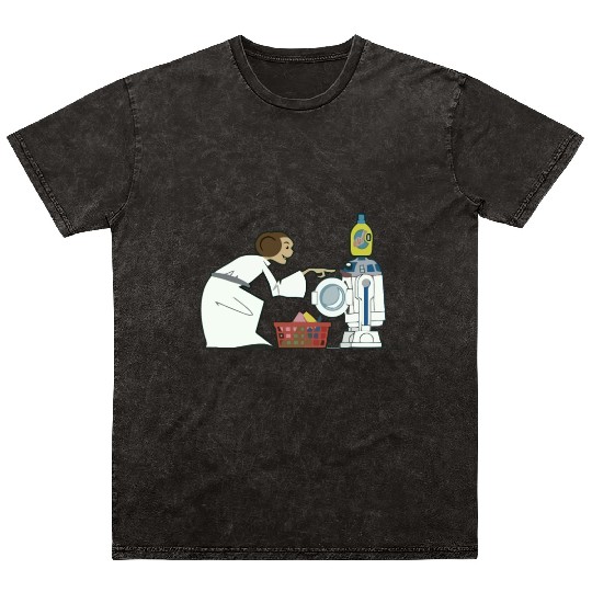 Funny Star Wars r2d2 and Leia comic Mineral Wash T Shirts