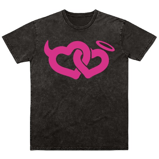 devil & angel hearts Mineral Wash T Shirts