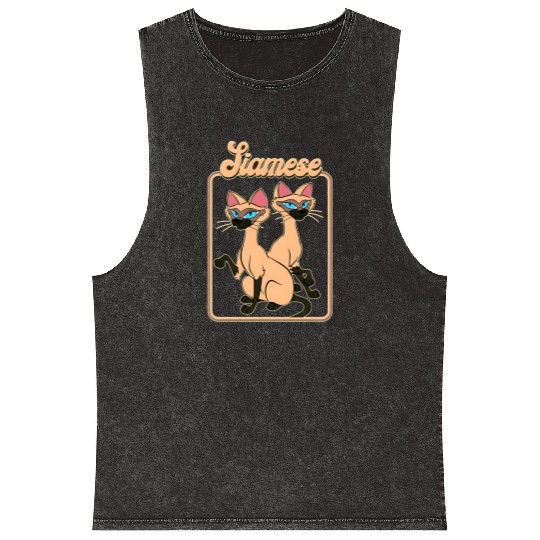 Siamese Cat Vintage Y2k Style Mineral Wash Tank Tops, Lady and the Tramp Mineral Wash Tank Tops