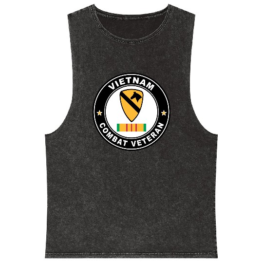 1st Cavalry Division Vietnam Combat Veteran Mineral Wash Tank Tops