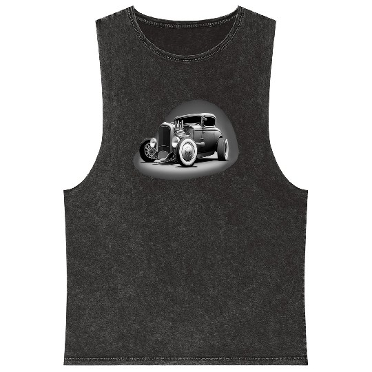 Street Rod Aesthetic Style Vintage Car Hot Rod Mineral Wash Tank Tops