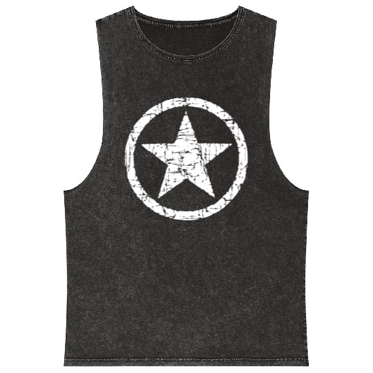 Vintage Army Star Mineral Wash Tank Tops