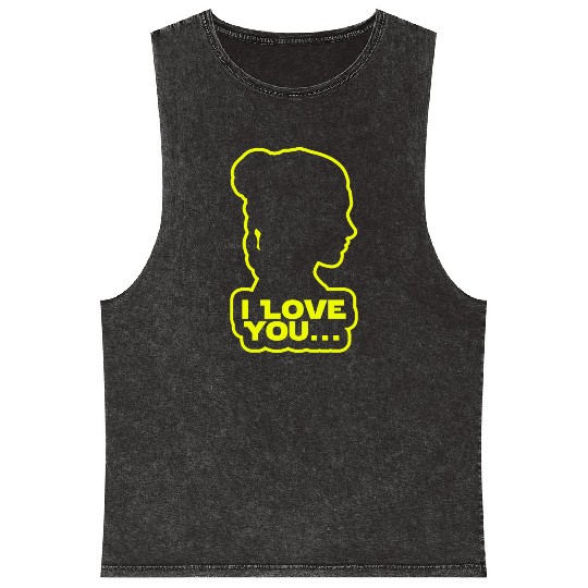 I love you, Princess Leia Mineral Wash Tank Tops