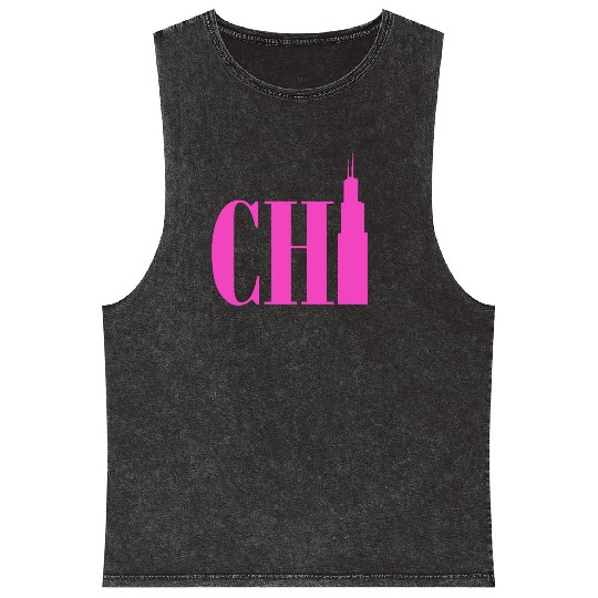 Chicago - Neon Pink Mineral Wash Tank Tops