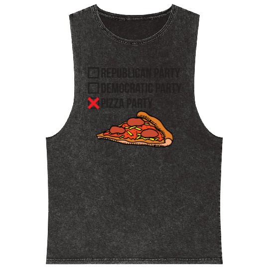 Republican Party vs Democratic Party vs Pizza Part Mineral Wash Tank Tops
