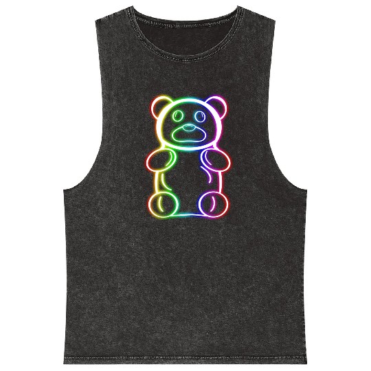 Neon Rainbow Gummy Bear Mineral Wash Tank Tops