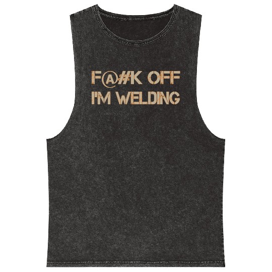 Fuck Off Tan-Orange Mineral Wash Tank Tops