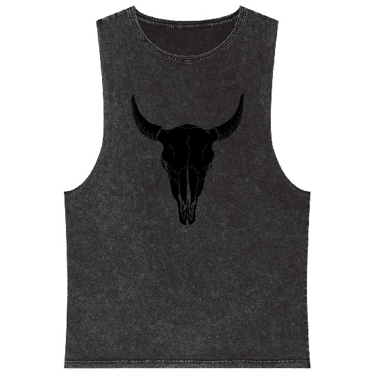 buffalo skull Mineral Wash Tank Tops
