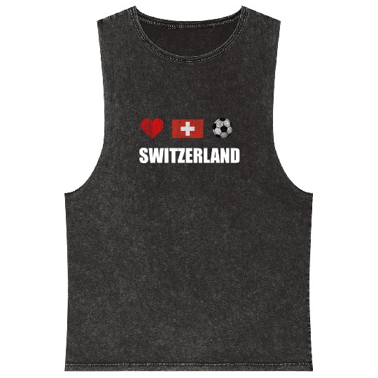 Switzerland Football Mineral Wash Tank Tops - Switzerland Soccer