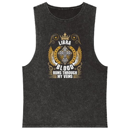 Libra Blood Runs Through My Veins Mineral Wash Tank Tops