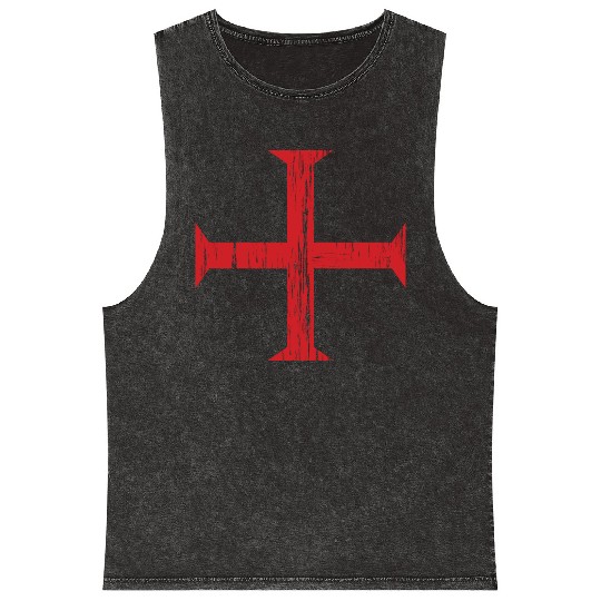 Knights Templar Crusader Cross Mineral Wash Tank Tops