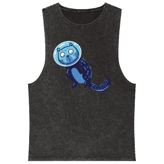 Space cat Mineral Wash Tank Tops