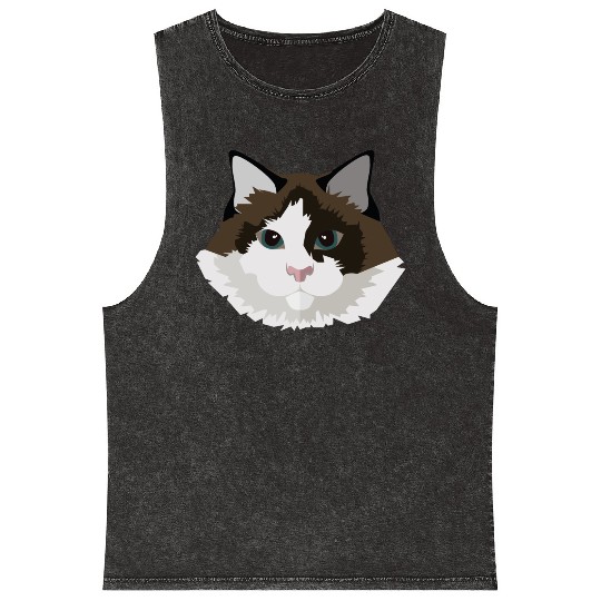 Cat face Mineral Wash Tank Tops