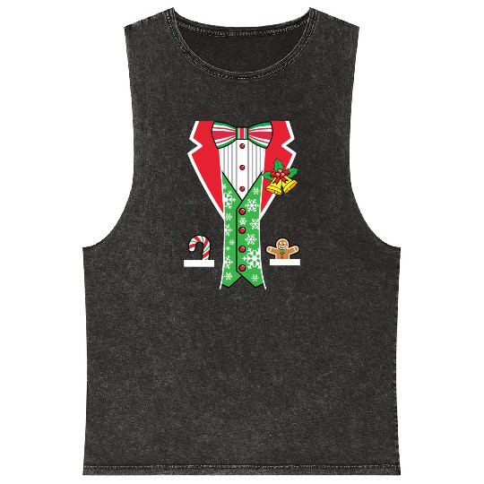 Christmas Tuxedo Mineral Wash Tank Tops