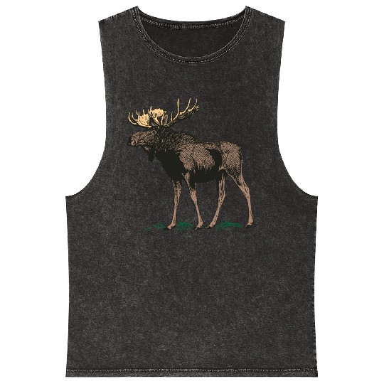 Moose Elk Reindeer Deer Hunter Scandinavia Gift Mineral Wash Tank Tops