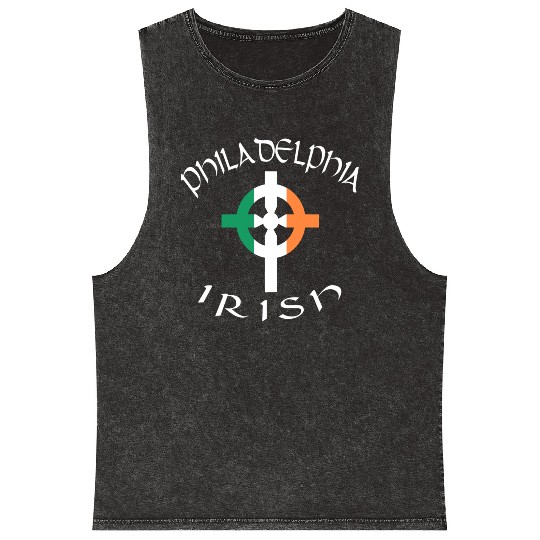 Ireland Pride Philadelphia Irish Celtic Cross Mineral Wash Tank Tops
