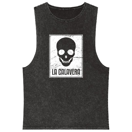 La Calavera | Loteria Mexican Tarot Card Mineral Wash Tank Tops