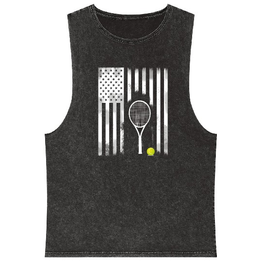 tennis American flag Hit racket Court Us open usa Mineral Wash Tank Tops