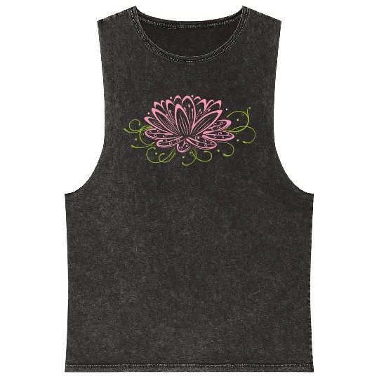 Lotus with filigree tribal Mineral Wash Tank Tops
