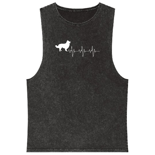 Border Collie Dog Heart Beat Gift Mineral Wash Tank Tops