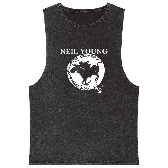 Neil Young Crazy Horse Unisex Retro Rock Horse Mineral Wash Tank Tops
