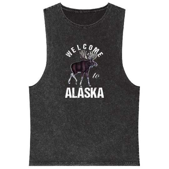 Alaska Moose Welcome to Alaska Mineral Wash Tank Tops